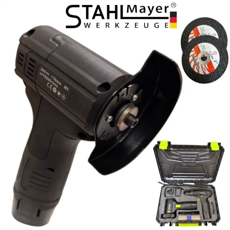 Set șurubelniță cu impact fără fir + polizor unghiular mini STAHLMAYER 24V