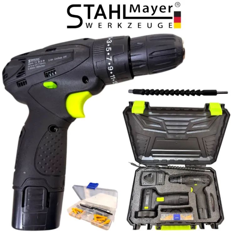 Set șurubelniță cu impact fără fir + polizor unghiular mini STAHLMAYER 24V