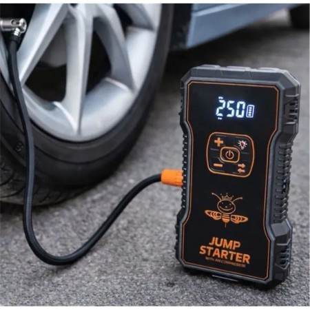 Starter auto, baterie externă, POWER BANK, 12V, sursă de alimentare cu baterie, 4 în 1, cu compresor și lanternă