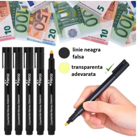 Set de 5 stilouri pentru testarea bancnotelor EUR USD € $