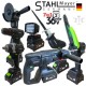 SET 7 ÎN 1 DE BORMAȘINĂ DE GĂURIT CU ACUMULATOR, ȘURUBELNIȚĂ, CHEIE DE IMPACT, POLIZOR UNGHIULAR, FIERĂSTRĂU SABIE, TĂIETOR CU UNGERE AUTOMATA ȘI LAMPĂ LED 36V 10AH - CU 4 BATERII ȘI PIESE ÎNTR-O TRUSĂ NEAGRĂ STAHLMAYER