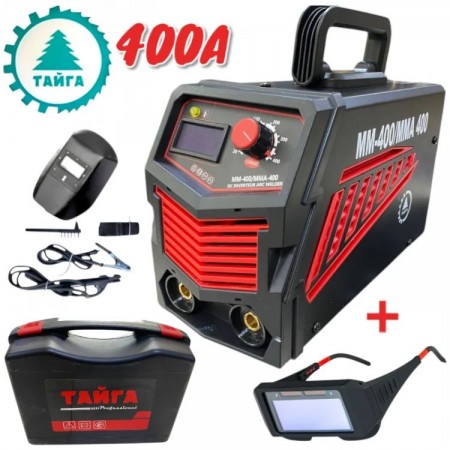 Aparat de sudura cu invertor 400 A cu afișaj în valiză și ochelari de soare TAIGA