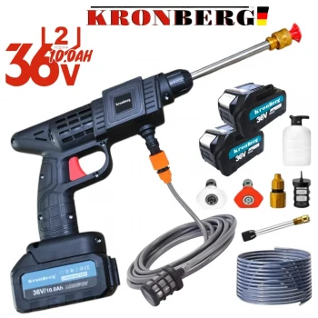 APARAT DE SPĂLĂT CU PRESIUNE FĂRĂ FIR, TIP PISTOL, KRONBERG 36V 10.0AH 2 BATERII 26 BAR