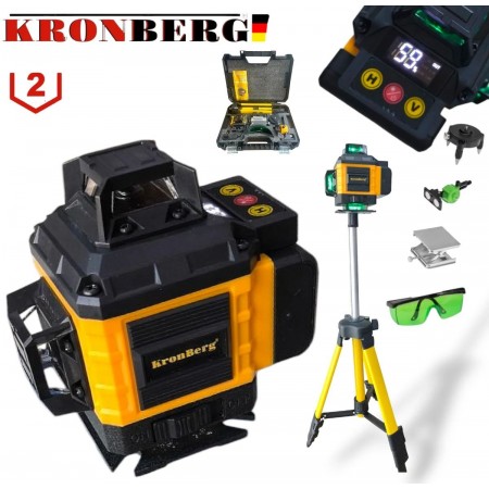 Nivelă laser 4D cu 16 linii KRONBERG 4D cu indicator de baterie + trepied
