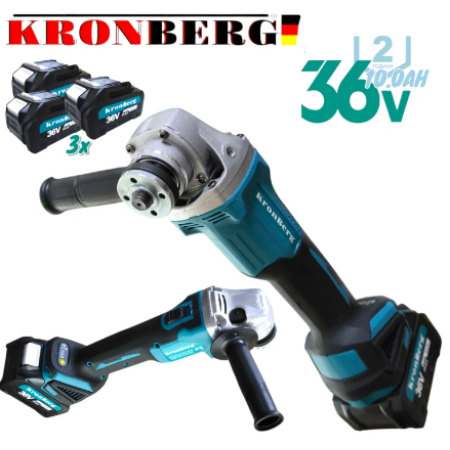 Nivelă laser fără fir, șurubelniță, cheie cu impact și polizor unghiular 36V 10AH KRONBERG Set 5 în 1 cu 5 baterii