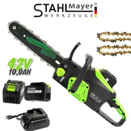 Ferăstrău de lemne fără fir 42V 10.00AH STAHLMAYER Lubrifiere automată a lanțului Indicator baterie în %