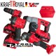 4 în 1 instrumente cu motor fără perii Ciocan/Bormasina de găurit Polizor unghiular Mașină de înșurubat/Mașină de găurit și inșurubat cu impact 125 mm 3 baterii KRAFTROYAL