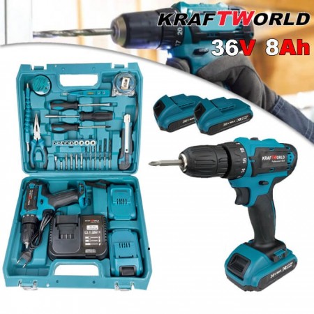 Șurubelniță  fără fir 40 accesorii 36v 8ah KraftRoyal 2025