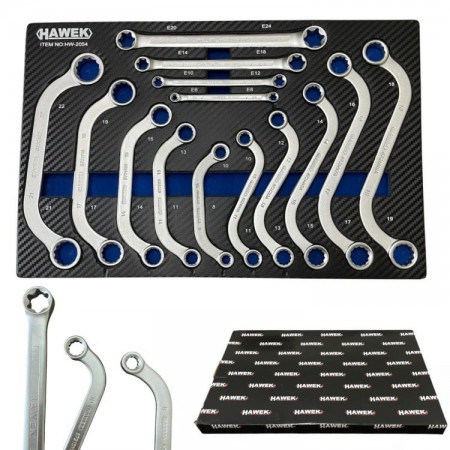 Set chei speciale în formă de S, în formă de C, E-Torx, 14 piese HAWEK, HW-2054 Set chei speciale în formă de S, în formă de C, E-Torx, 14 piese HAWEK, HW-2054