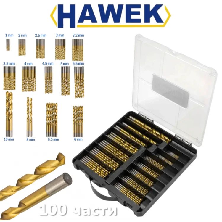 Set burghie profesionale pentru metal HAWEK – 100 de piese