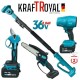 Set 4 în 1 Suflantă de frunze fără fir Foarfecă de grădină Foarfecă de tăiat crengi (Lubrifiere automată a lanțului) Tijă telescopică KRAFTROYAL 36V 8.0AH