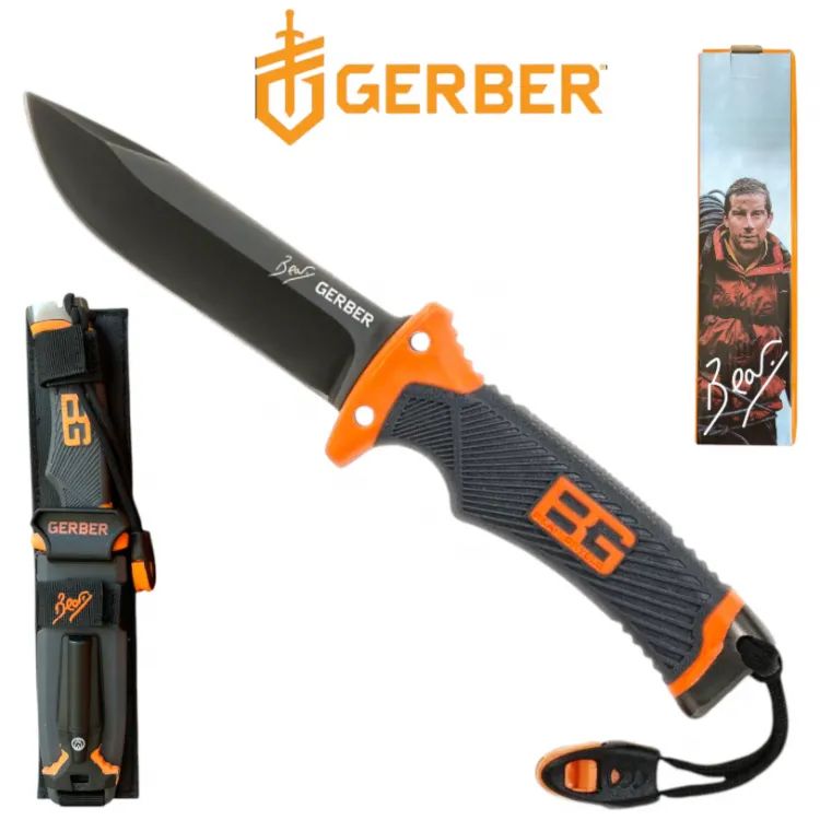 Cuțit utilitar Bear Grylls cu muchii fine și lamă fixă, cuțit Survival GERBER