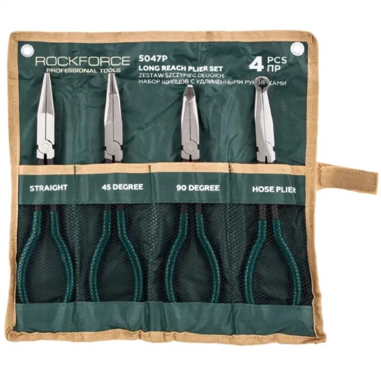 Clește cu vărf lung Set profesional de clești ROCK FORCE 4 bucăți | CR-V | 5047P