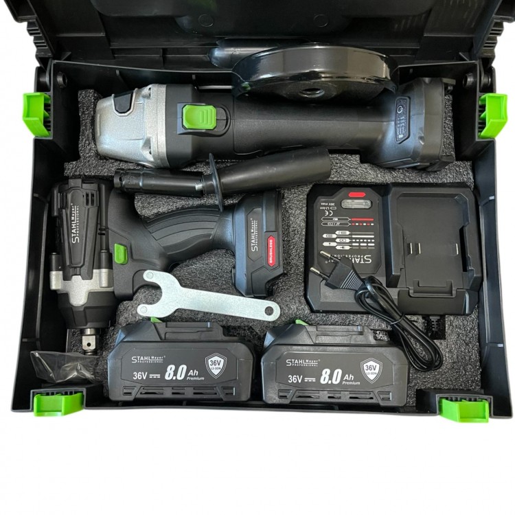 SET POLIZOR UNGHILAR FARA FIR SI IMPACT 36V 8Ah STAHLMAYER BLACK PRO SET POLIZOR UNGHILAR FARA FIR SI IMPACT 36V 8Ah STAHLMAYER BLACK PRO