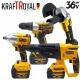 PACHET TOP HELPER 4 PIESE : BORMASINA CU IMPACT+BORMASINA DE GAURIT SI INSURUBAT+FLEX+CIOCAN ROTOPERCUTOR CU 3 ACUMULATORI 36V 8AH