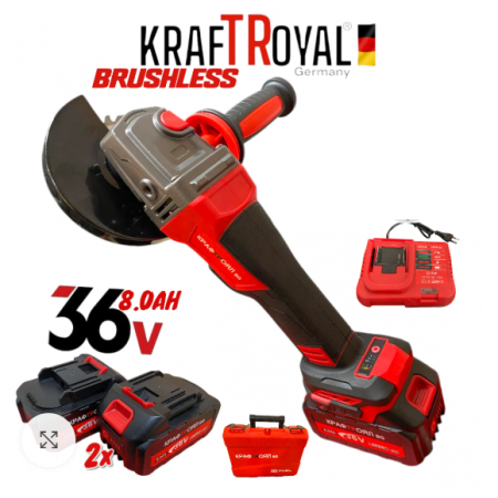 Polizor unghiular fără fir 36V 8Ah 125 mm KraftRoyal Red