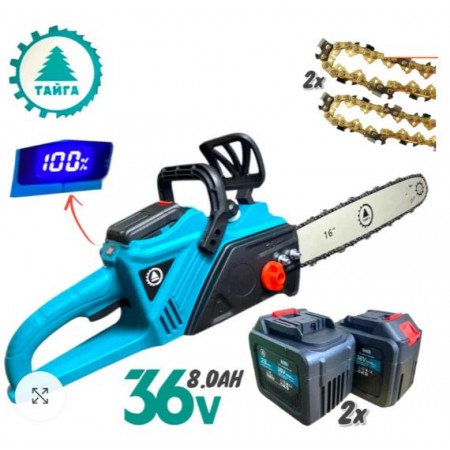 Ferăstrău fără fir 36V 8AH TAIGA Indicator baterie cu lubrifiere automată a lanțului în %
