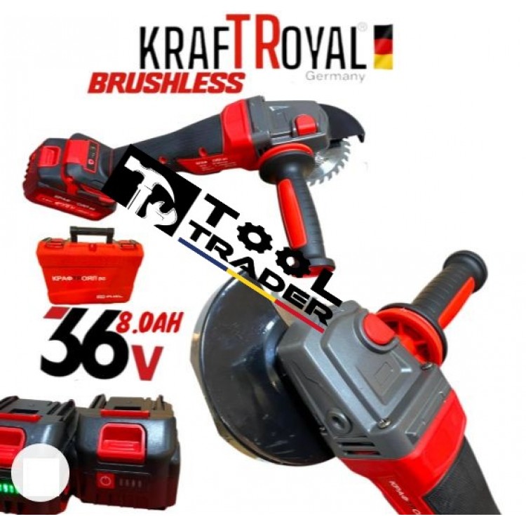Set cheie cu impact fără fir Kraft 36V 8Ah 850 N/m + polizor unghiular fără fir 36V 8Ah 125 mm KraftRoyal Set cheie cu impact fără fir Kraft 36V 8Ah 850 N/m + polizor unghiular fără fir 36V 8Ah 125 mm KraftRoyal