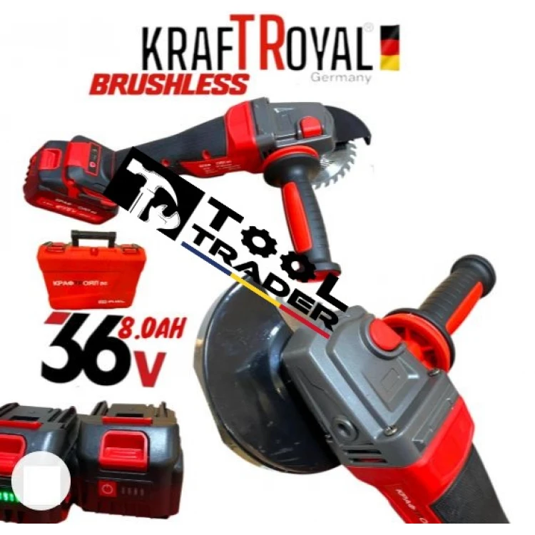 Set cheie cu impact fără fir Kraft 36V 8Ah 850 N/m + polizor unghiular fără fir 36V 8Ah 125 mm KraftRoyal Set cheie cu impact fără fir Kraft 36V 8Ah 850 N/m + polizor unghiular fără fir 36V 8Ah 125 mm KraftRoyal