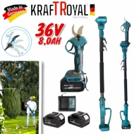 Foarfece de viță de vie fără fir KRAFTROYAL 36V 8.0AH cu stâlp telescopic care se extinde până la 2,5 m