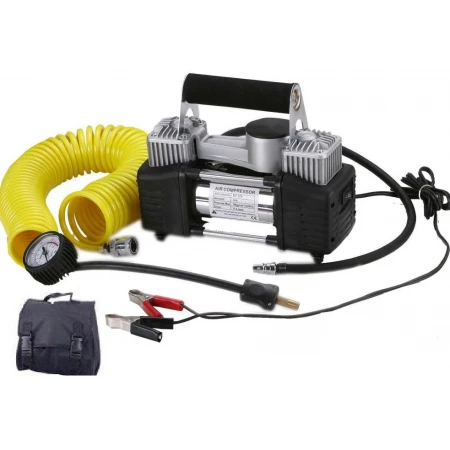 Set de asistență rutieră – compresor pentru anvelope cu lanternă LED, furtun de aer și scule