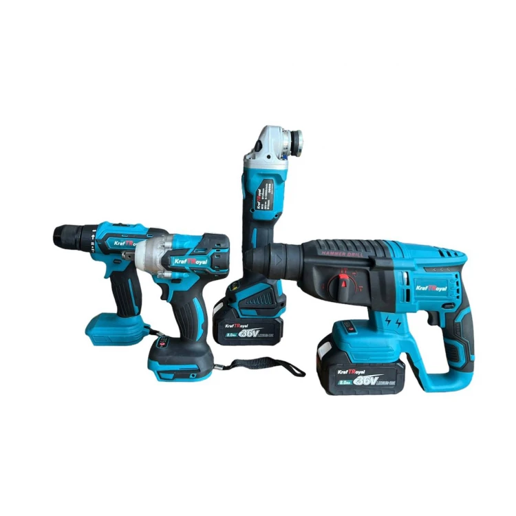 PACHET TOP HELPER 4 PIESE : BORMASINA CU IMPACT+BORMASINA DE GAURIT SI INSURUBAT+FLEX+CIOCAN ROTOPERCUTOR CU 3 ACUMULATORI 36V 8AH