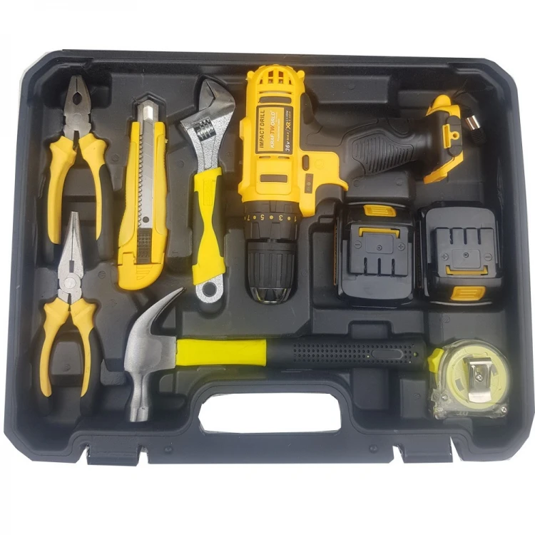 MAȘINA DE GAURIT SI INȘURUBAT CU PERCUȚIE KRAFTROYAL XR 110 ACCESORII,2 ACUMULATORI,36V,8AH